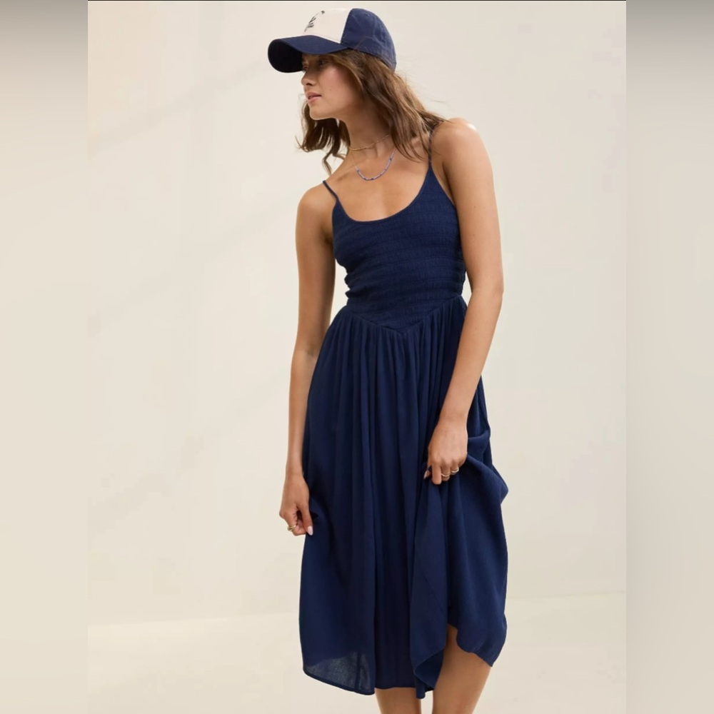 Aerie At the Barre Navy Midi Dress